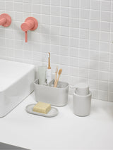 Next ReBorn Stone Large Bathroom Caddy with Soap Dispenser and Soap Dish- Buy online at McGrocer
