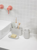 ReBorn Stone large bathroom caddy with soap dispenser and soap dish, imported from the UK