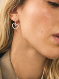 Rose gold tone pavé heart drop earrings, imported from the UK