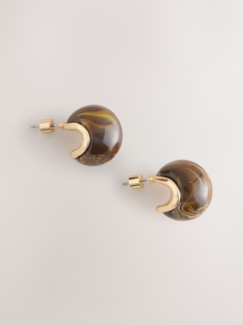 brown resin domed hoop earrings, UK version