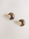 brown resin domed hoop earrings, UK version