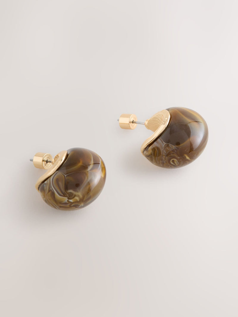 brown resin domed hoop earrings, UK version