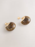 brown resin domed hoop earrings, UK version