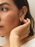 Gold tone heart stud earrings, UK version