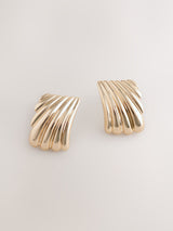 Next Gold Tone Oversized Rectangle Stud Pierced Earrings- Buy online at McGrocer