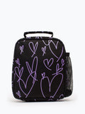 Hype black glitter scribble heart lunch box, imported from the UK