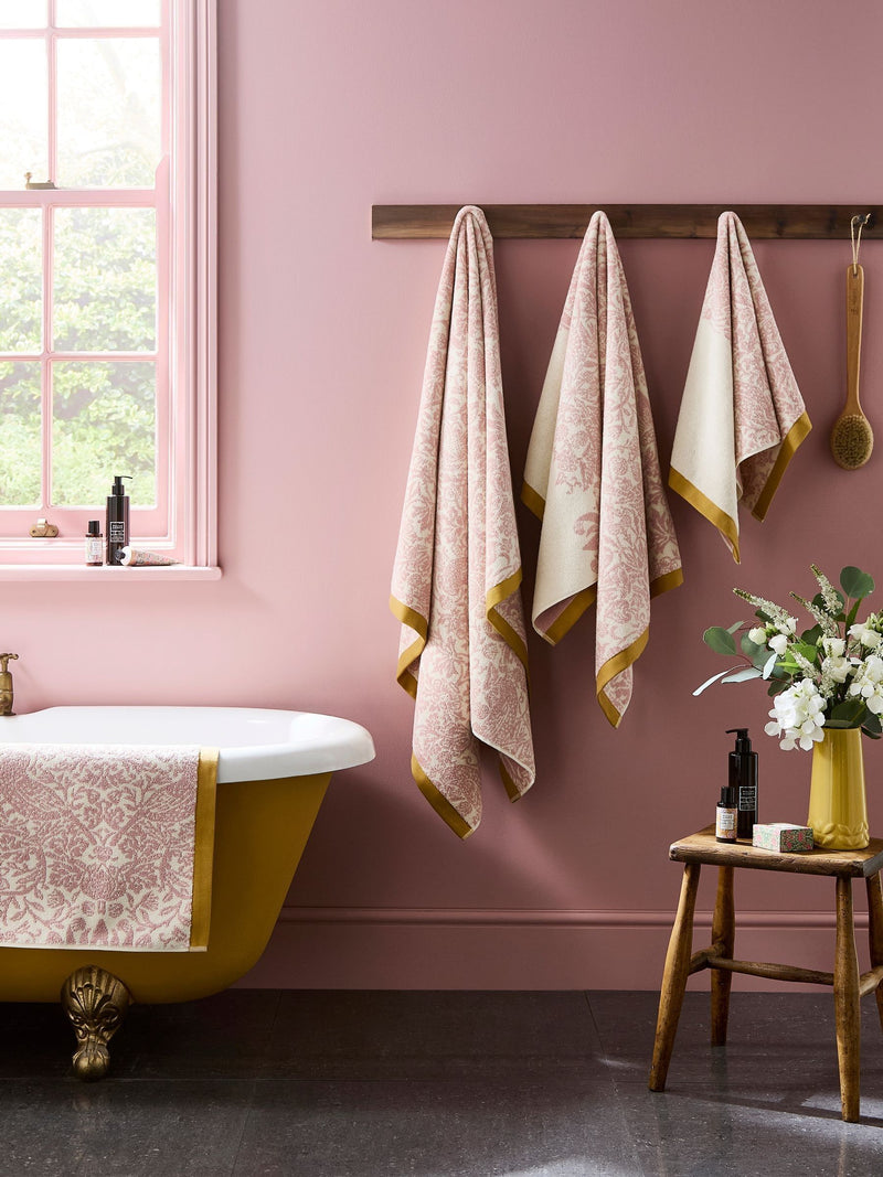 William Morris Strawberry Thief plaster pink towel 100% cotton, imported from the UK