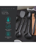 Swan 6 piece black stealth kitchen utensil set (British brand)