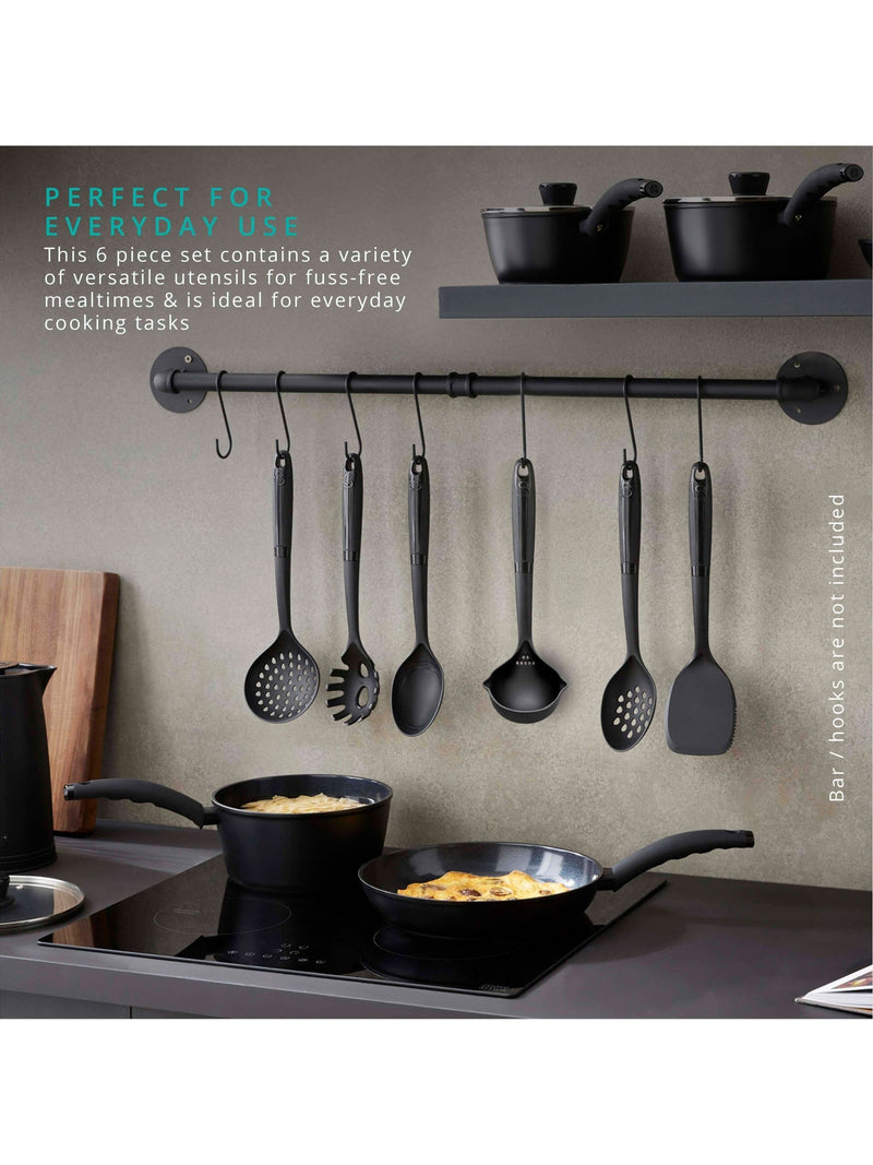 Swan 6 piece black stealth kitchen utensil set (British brand)