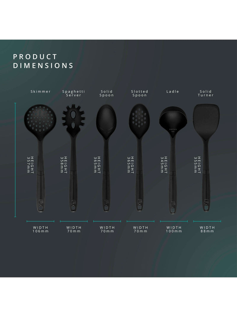 Swan 6 piece black stealth kitchen utensil set (British brand)