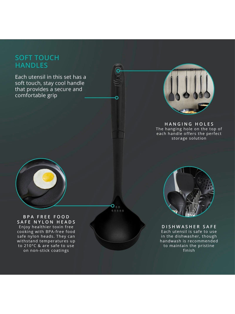 Swan 6 piece black stealth kitchen utensil set (British brand)