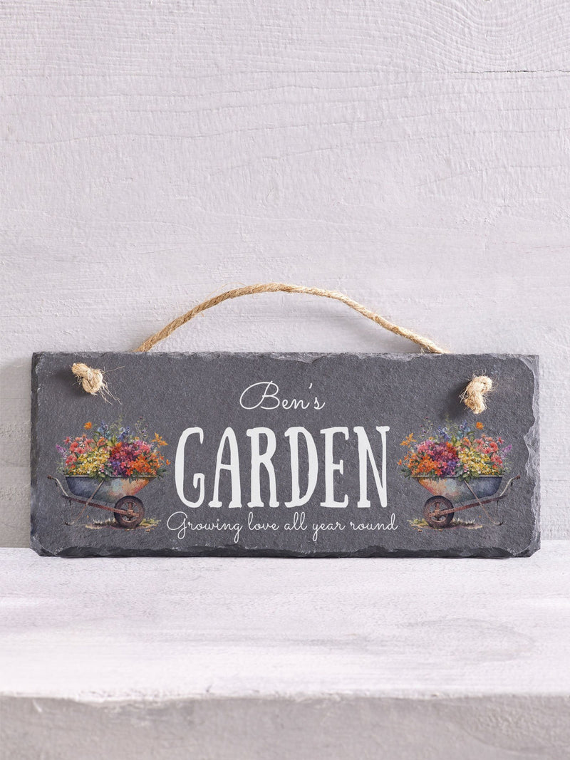 Loveabode personalised garden slate sign 25x10cm, imported from the UK