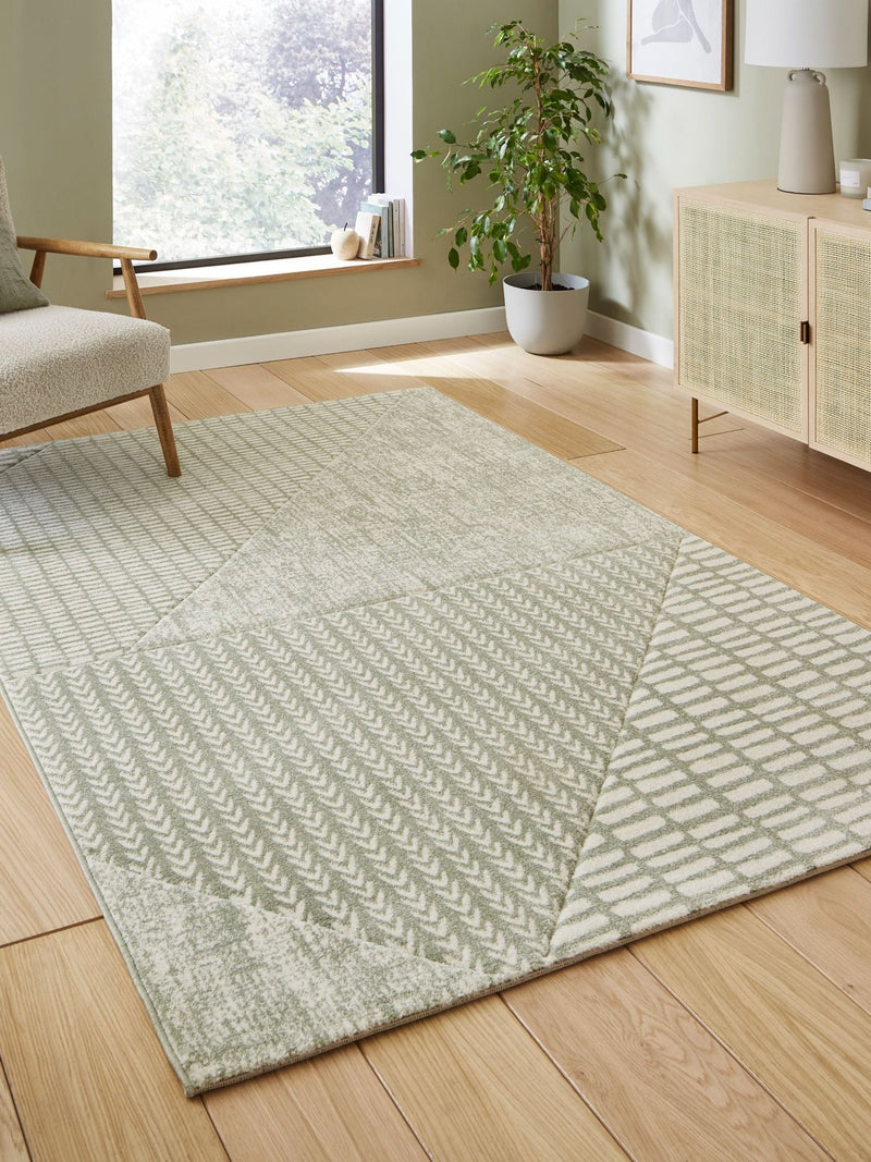 Catherine Lansfield Green Larsson modern abstract rug, UK version