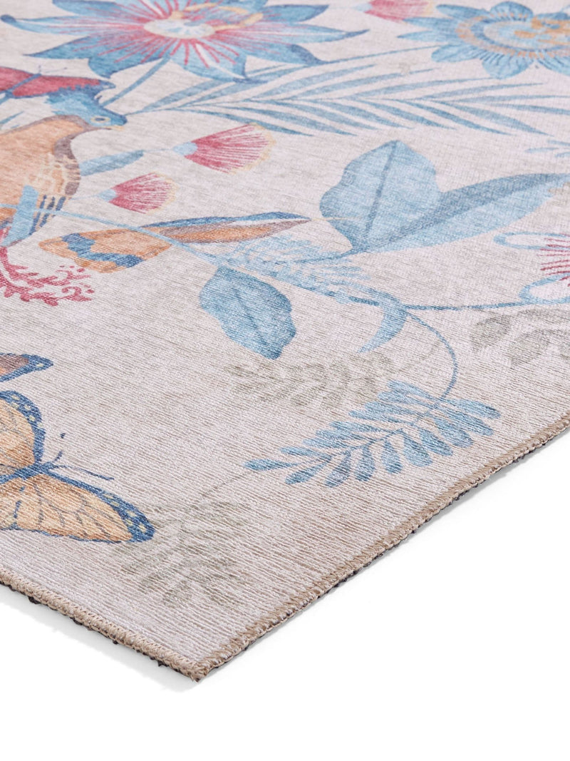 Catherine Lansfield Blue Amaya tropical birds rug, UK version