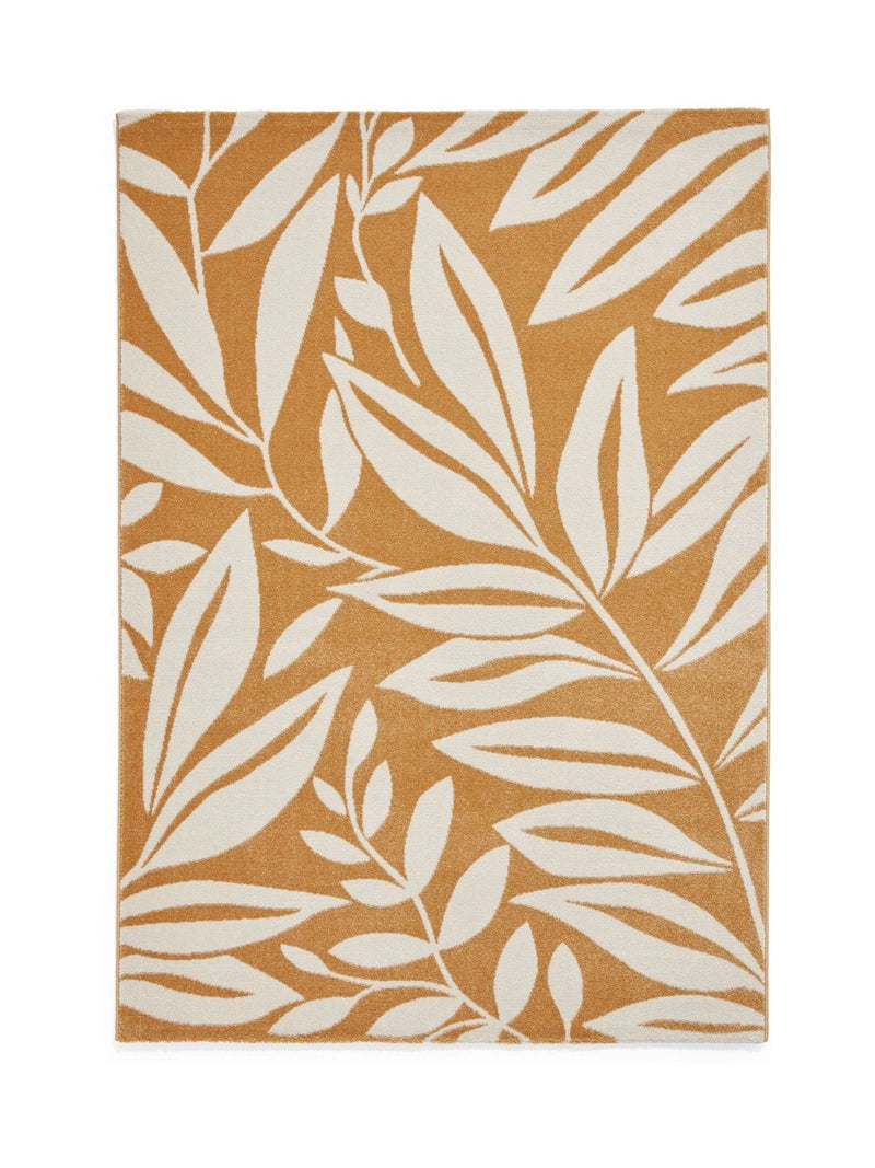 Catherine Lansfield yellow sorral leaves botanical rug - British product