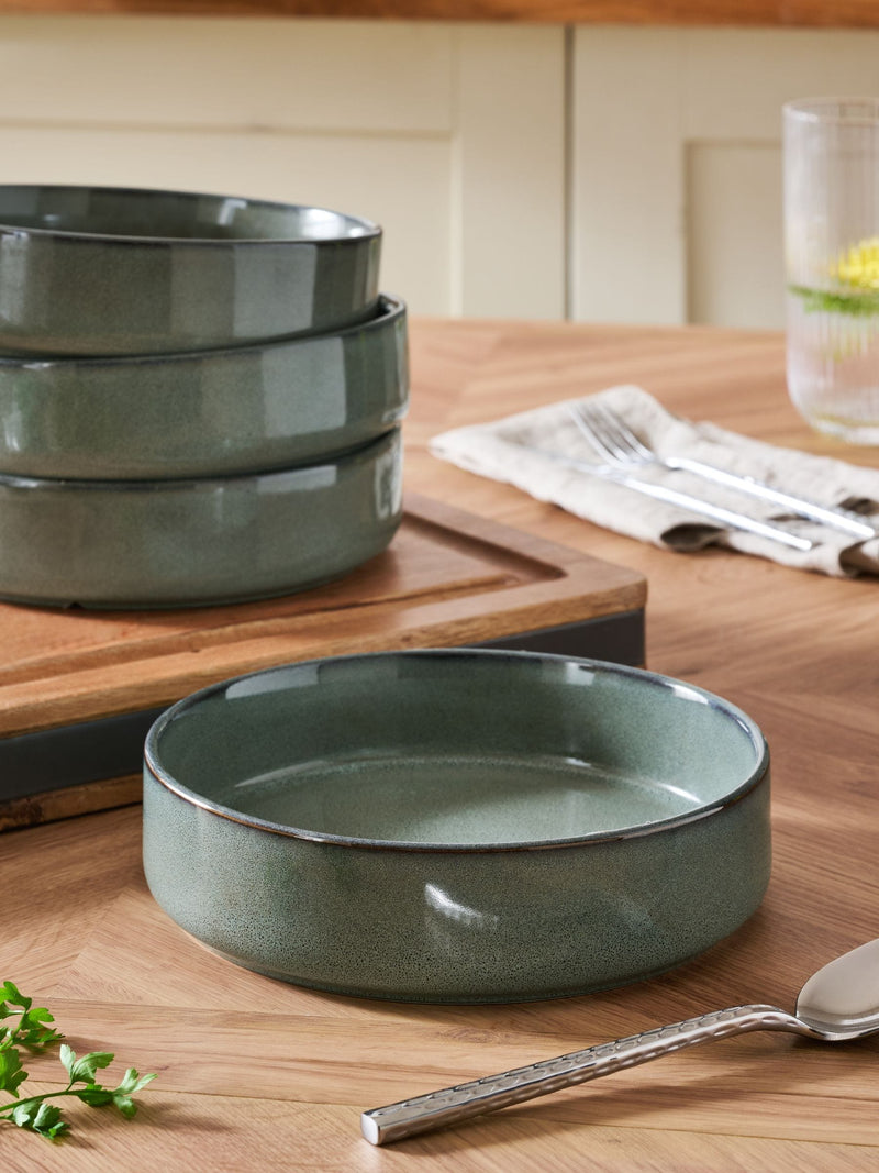 Green Dalton pasta bowls set of 4 reactive glaze, UK version