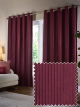 Next Paoletti Merlot Corinthian Velvet Room Darkening Lined Eyelet Curtain Pair- Buy online at McGrocer