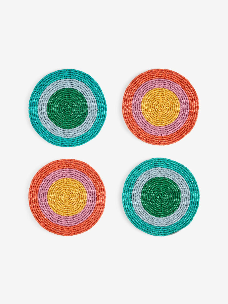 Set of 4 glass beaded coasters with cotton backing - British product