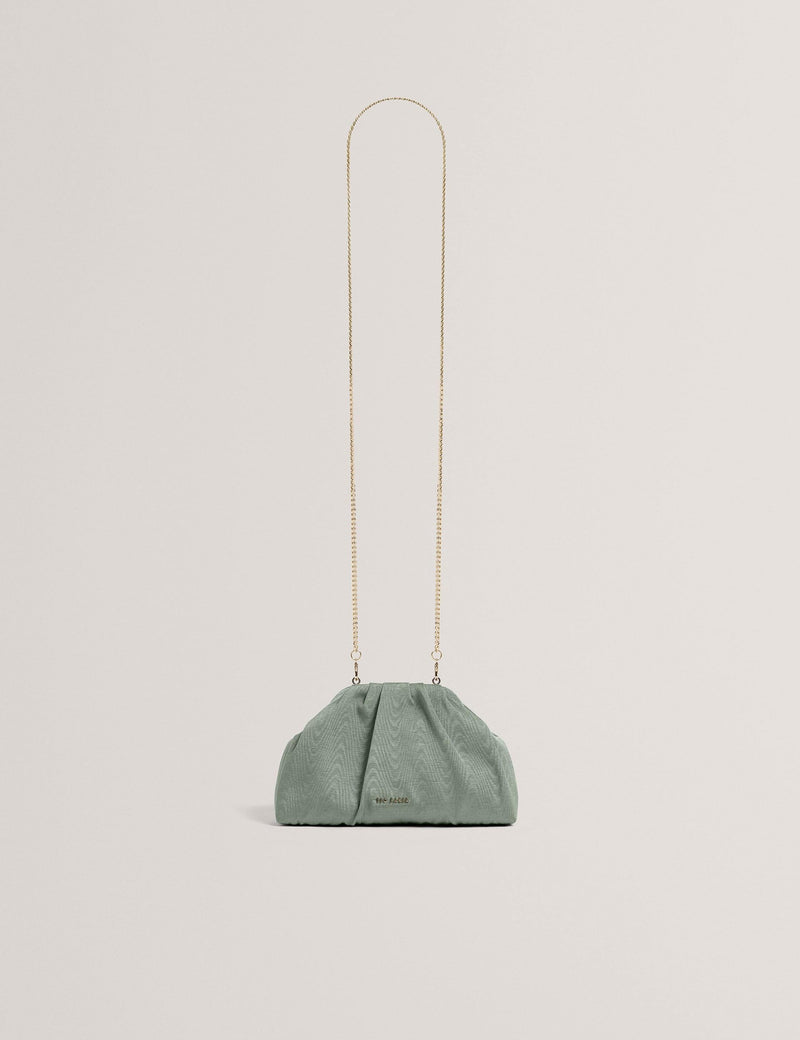 Ted Baker fabric gathered chain strap clutch bag (British brand)