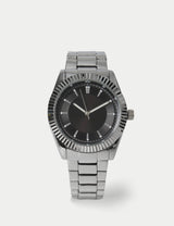 M&S Faceted Bezel Steel Black Dial Watch- Buy online at McGrocer