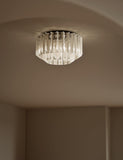 Faceted glass 2 ring flush ceiling light, UK version