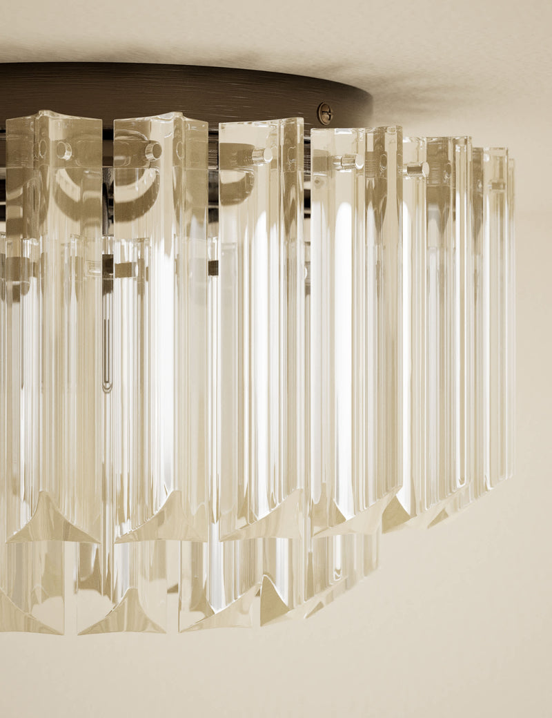 Faceted glass 2 ring flush ceiling light, UK version