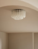 Faceted glass 2 ring flush ceiling light, UK version
