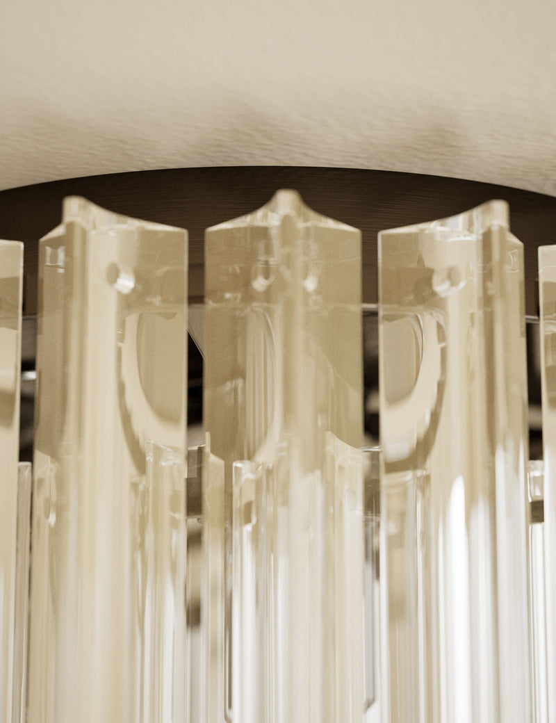 Faceted glass 2 ring flush ceiling light, UK version
