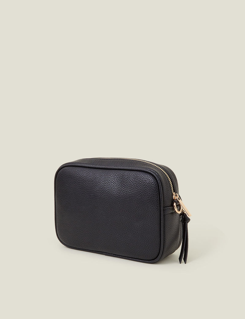 Accessorize faux leather double zip cross body camera bag - British product