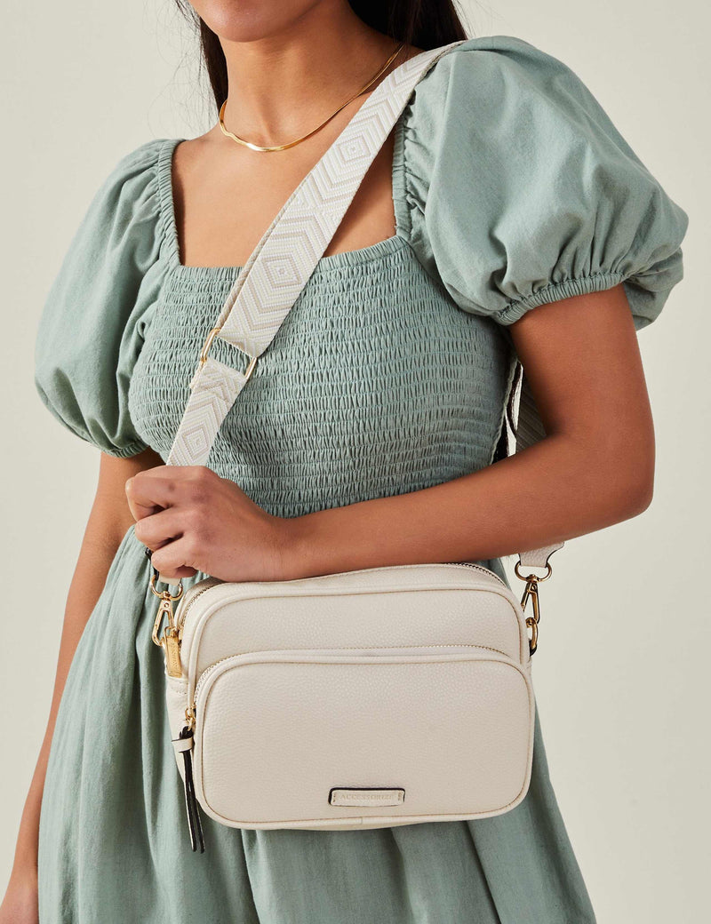 Accessorize faux leather double zip cross body camera bag - British product