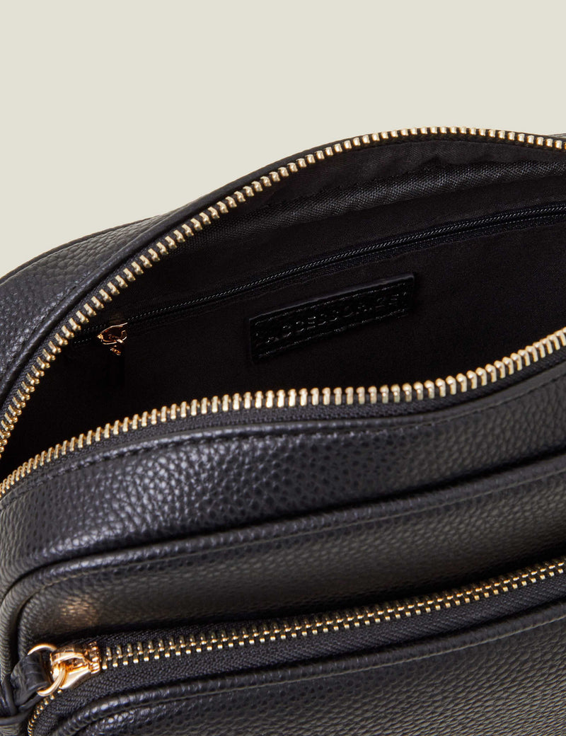 Accessorize faux leather double zip cross body camera bag - British product