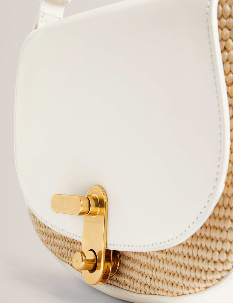 Ted Baker faux leather raffia twist lock shoulder bag (British brand)