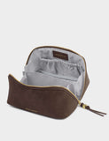 Katie Loxton faux suede toiletry bag medium flat lay (British brand)