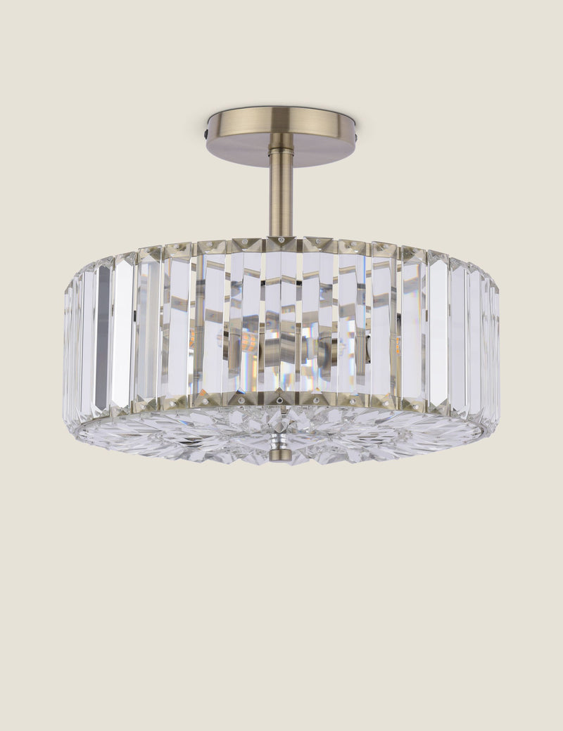 Laura Ashley Fernhurst crystal semi flush ceiling light 34cm, imported from the UK