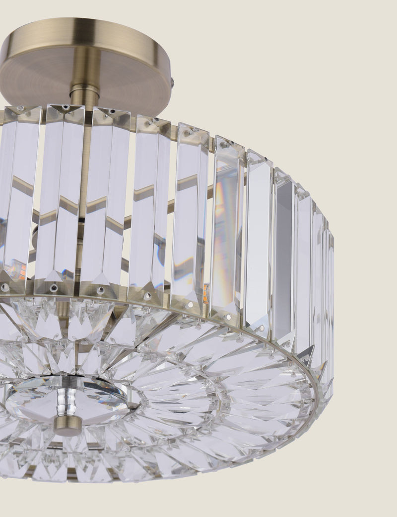 Laura Ashley Fernhurst crystal semi flush ceiling light 34cm, imported from the UK
