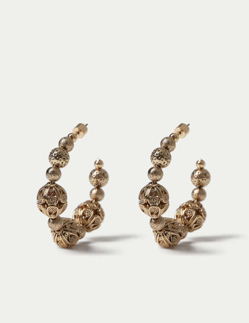 Filigree hoop earrings in zinc alloy (British brand)
