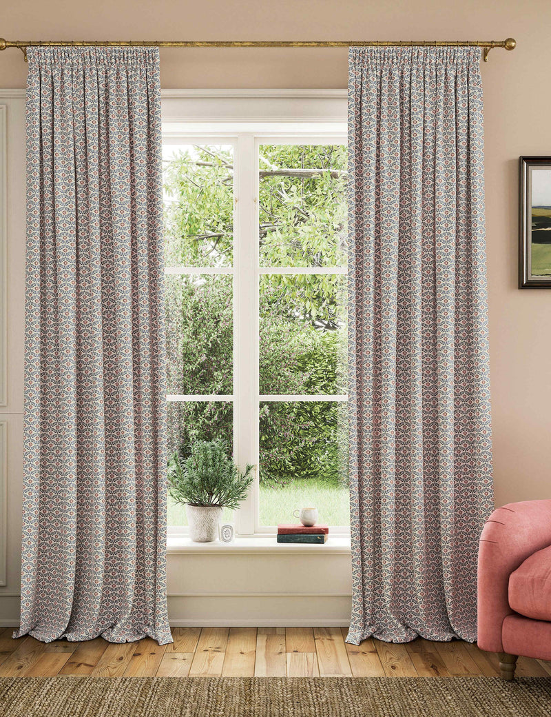 Joules Floral Foulard pure cotton pencil pleat curtains - British product