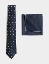 M&S Autograph Floral Geometric Silk Rich Tie & Handkerchief Set- Buy online at McGrocer