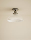 Florence flush ceiling light clear glass shade 30cm - British product