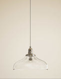 Florence single pendant light with ribbed glass shade and antique brass finish (British brand)