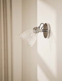 Florence wall light antique brass ribbed glass shade - British product