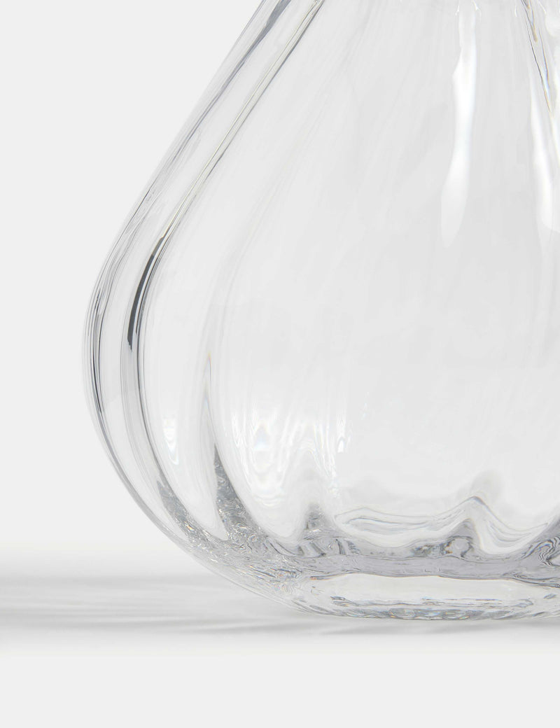 Fluted glass vase with wavy rim 25cm height - British product