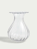 Fluted glass vase with wavy rim 25cm height - British product