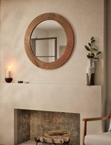 M&S Fredrick Wooden Frame Round Wall Mirror- Buy online at McGrocer