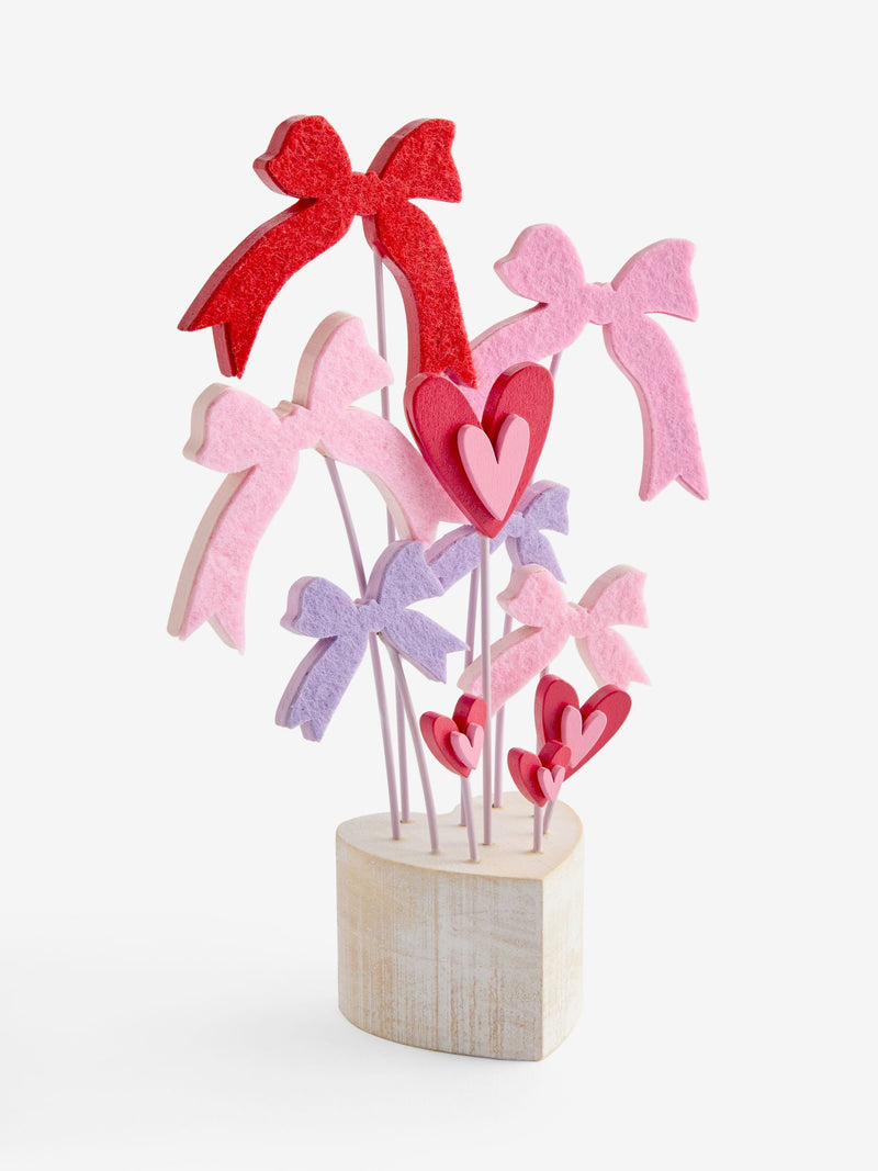 Pink felt bow and heart ornament (British brand)