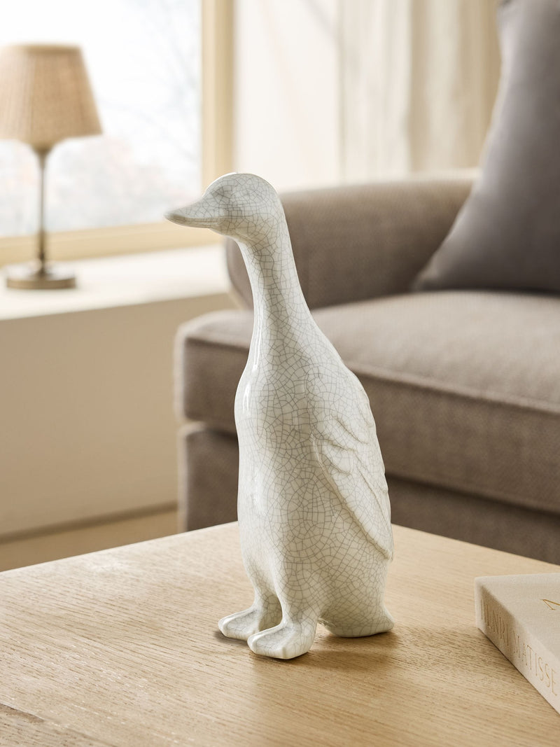 Ceramic duck ornament natural crackle glaze 24.5cm (British brand)