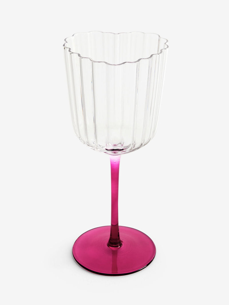 Pink scalloped heart wine glasses set of 2, UK version
