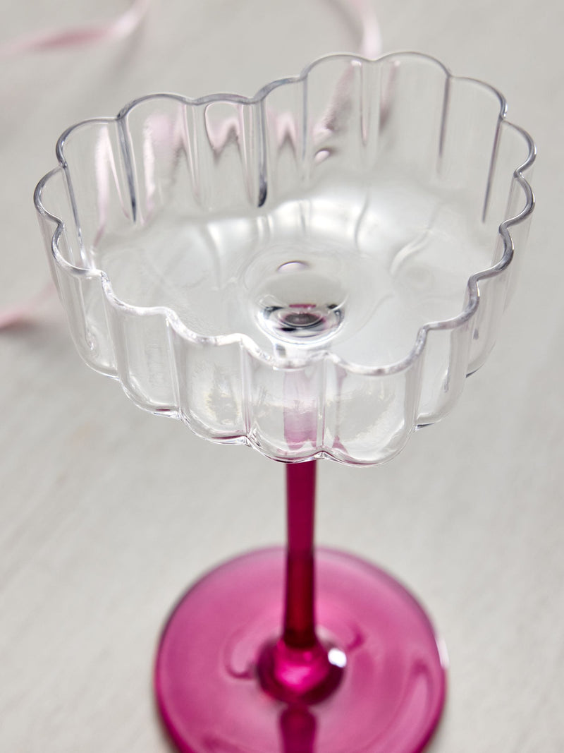 Pink scalloped heart cocktail glasses set of 2, 16.5cm (British brand)
