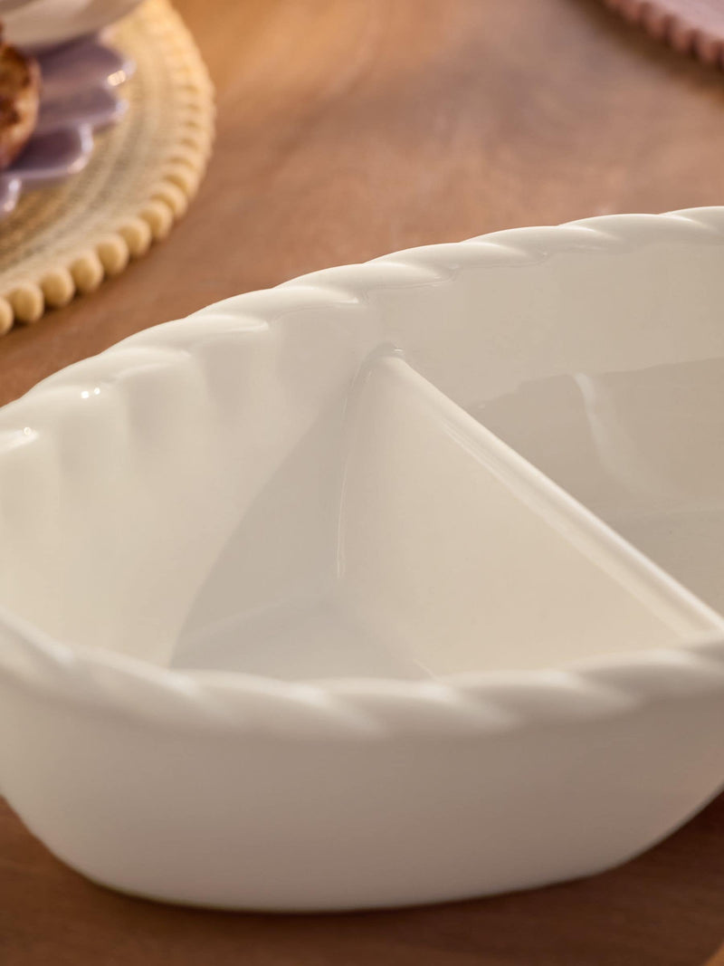 Natural Twist 2 part stoneware serve dish 33cm, imported from the UK