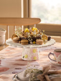 White Flower Wildlife cake stand stoneware 30cm (British brand)